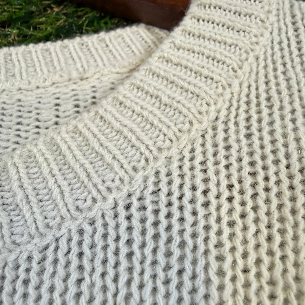 J.Crew Vintage Made in Italy 100% Lambswool Crewneck Sweater Oatmeal Cream Men L